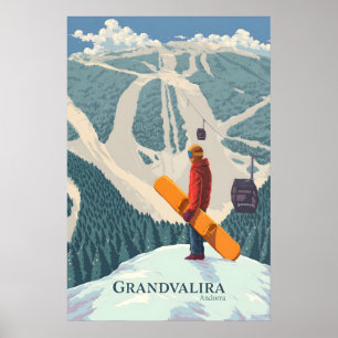 Grandvalira Andorra Snowboarden Reisposter Poster