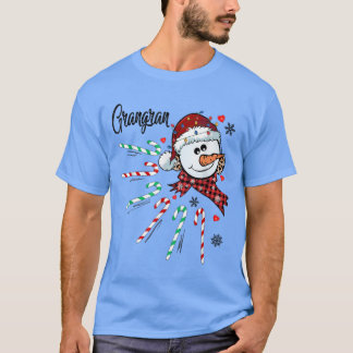Grangran Snowman Candy Cane Kerstmis Funny T-shirt