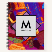 Graniet Dunne Sectie met Naam en Monogram op Notitieboek (Voorkant)