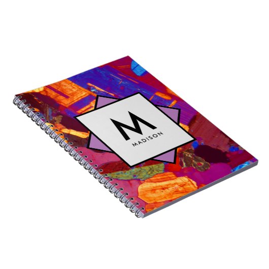 Graniet Dunne Sectie met Naam en Monogram op Notitieboek (Rechterzijde)