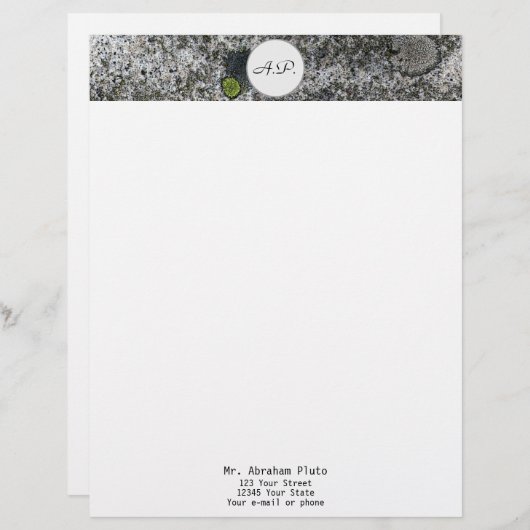 Graniet Gray Monogram en adres Briefhoofd Sjabloon (Voorkant / Achterkant)