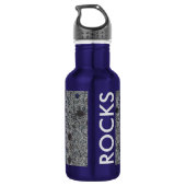 Graniet Grey met Blauwe Details en Tekst Waterfles (Achterkant)