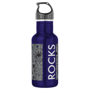 Graniet Grey met Blauwe Details en Tekst Waterfles