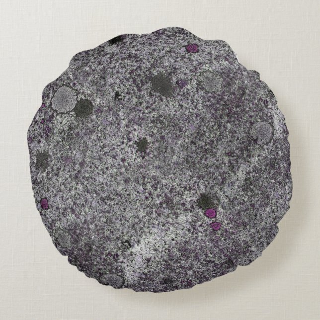 Graniet Grey met roze details Rond Kussen (Achterkant)