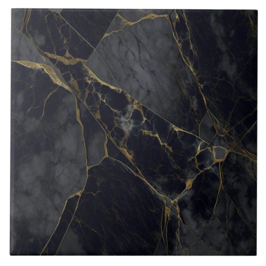 Graniet grijs en zwarte keramische Tegel Gebroken  Tegeltje (Voorkant)