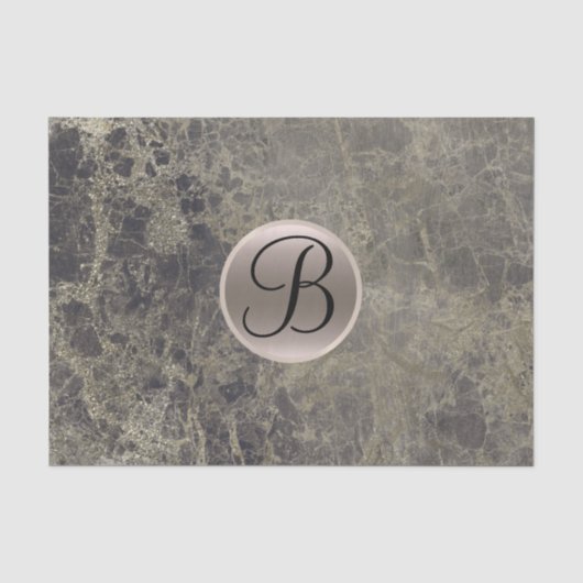 Graniet Marmer Glam Monogram Letter Initiaal Tissuepapier (Voorkant)