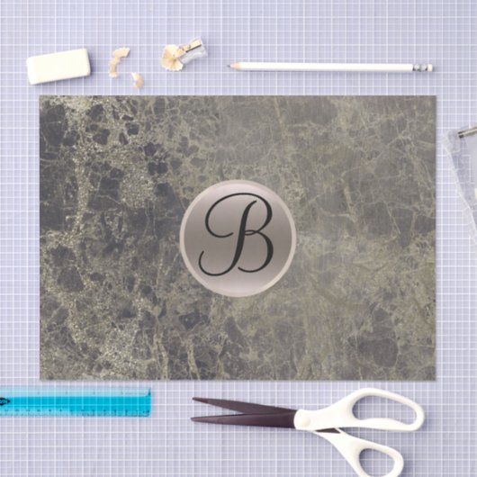 Graniet Marmeren Glam Monogram Letter Initiaal Tissuepapier (Craft)
