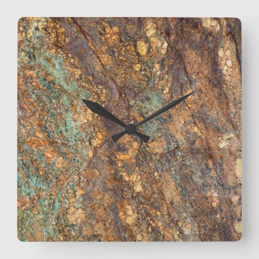 Graniet Stone Patroon Acrylwand Vierkante Klok (Voorkant)