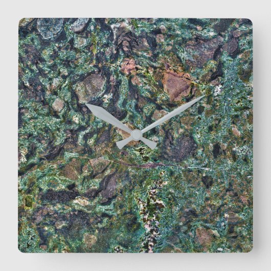 Graniet Stone Patroon Acrylwand Vierkante Klok (Voorkant)