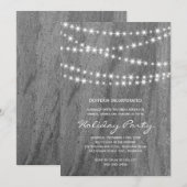 Graniet & Twinkle Lights Corporate Holiday Party Kaart (Voorkant / Achterkant)