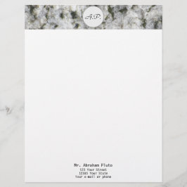 Graniet White met monogram en adres Briefhoofd Ontwerp
