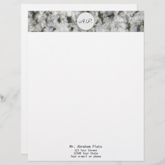 Graniet White met monogram en adres Briefhoofd Ontwerp (Voorkant / Achterkant)