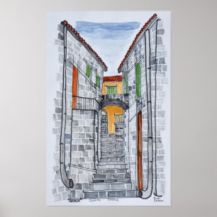 Granieten gebouwen, Sartene   Corsica, Frankrijk Poster