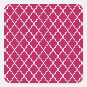 Granita Red, Fuchsia Hue & White Moroccan patroon Vierkante Sticker