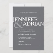 Granite Gray Modern Minimal Simple Wedding Invitat