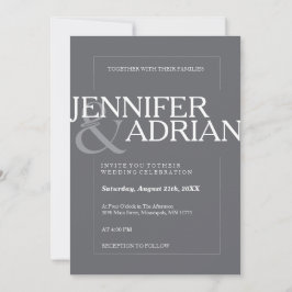 Granite Gray Modern Minimal Simple Wedding Invitat Kaart