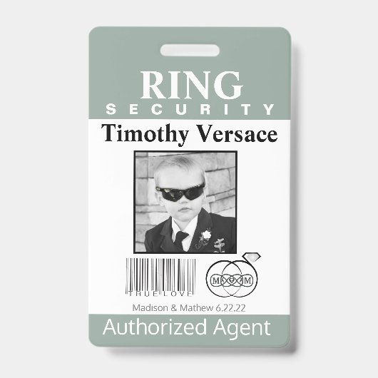 Granite Green Ring Bearer Security Badge (Voorzijde)
