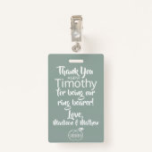 Granite Green Ring Bearer Security Badge (Achterkant met clip)