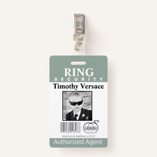 Granite Green Ring Bearer Security Badge (Voorkant met clip)