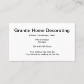 Granite Home Decorating Visitekaartje (Achterkant)