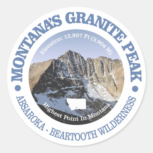 Granite Peak Ronde Sticker (Voorkant)