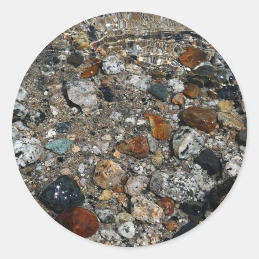 Granite Pebbles in het meer Tenaya bij Yosemite Ronde Sticker (Voorkant)