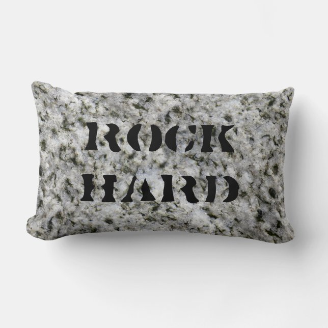 Granite Rock Hard White met tekst Kussen (Voorkant)