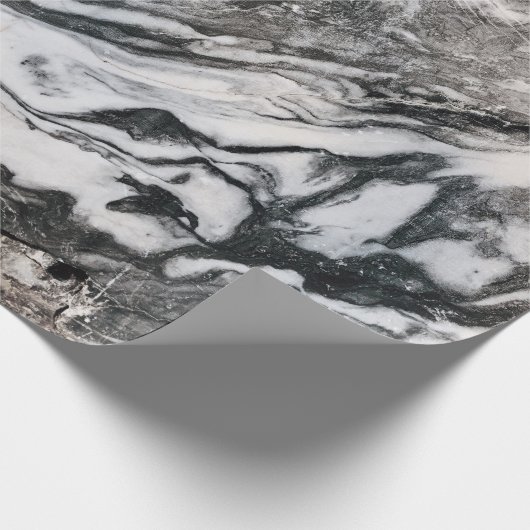 Granite Rock Marbling in Black, White en Grey Cadeaupapier (Hoek)