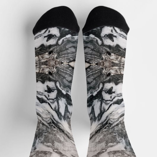 Granite Rock Marbling in Black, White en Grey Sokken (Top)