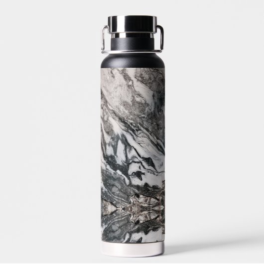 Granite Rock Marbling in Black, White en Grey Waterfles (Achterkant)