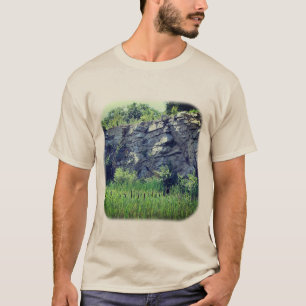 Granite Rock Wall Cattails Pond Natuur T-shirt