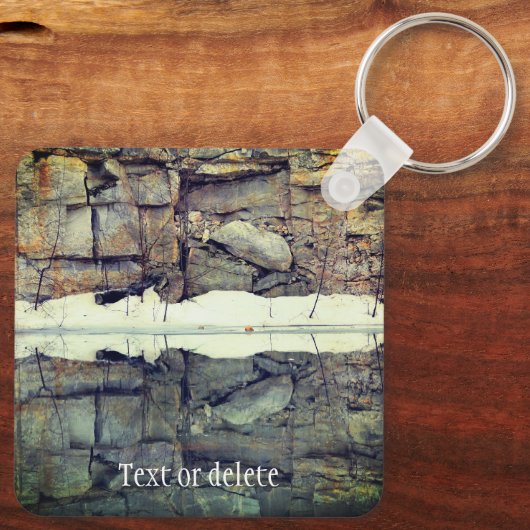 Granite Rock Wall reflecteert op maat Sleutelhanger (Achterkant)