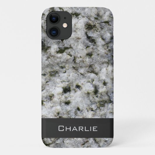 Granite Rock White met naam Case-Mate iPhone Case (Achterkant)