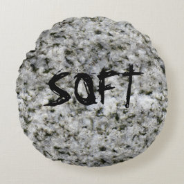 Granite Rock White met tekst Rond Kussen