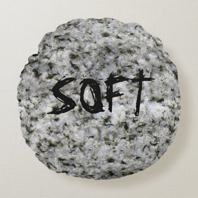 Granite Rock White met tekst Rond Kussen (Voorkant)