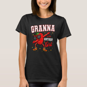 Granna van de verjaardag meisje dabbing aardbei sl t-shirt