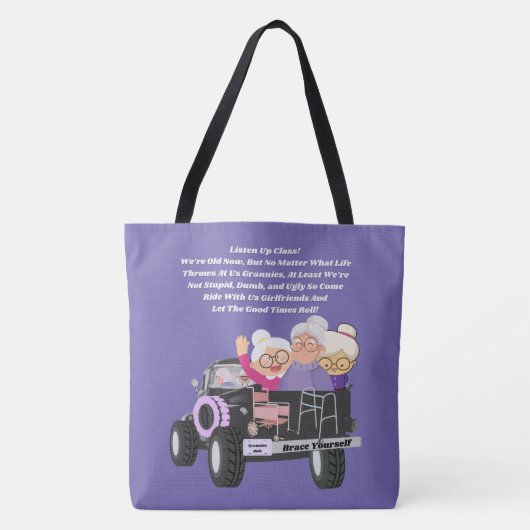Grannies rijden Paarse schouder Canvas tas (Voorkant)