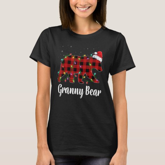 Granny Bear Buffalo Red Plaid Matching Family Chri T-shirt (Voorkant)