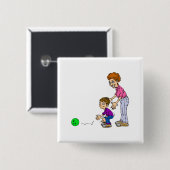 Granny & Boy Bowling Vierkante Button 5,1 Cm (Voorkant /achterkant)