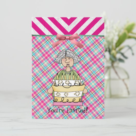 Granny Cake verjaardagsuitnodiging Kaart (Staand voorkant)