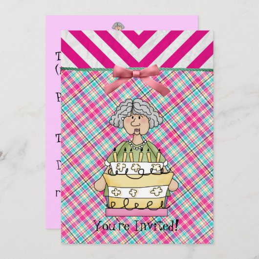 Granny Cake verjaardagsuitnodiging Kaart (Voorkant / Achterkant)