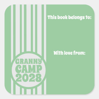 Granny Camp Retro Groene Boekplaat Vierkante Sticker
