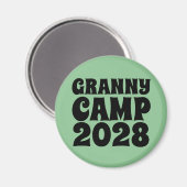 Granny Camp Retro Groene tekst Magneet (Voorkant / Achterkant)