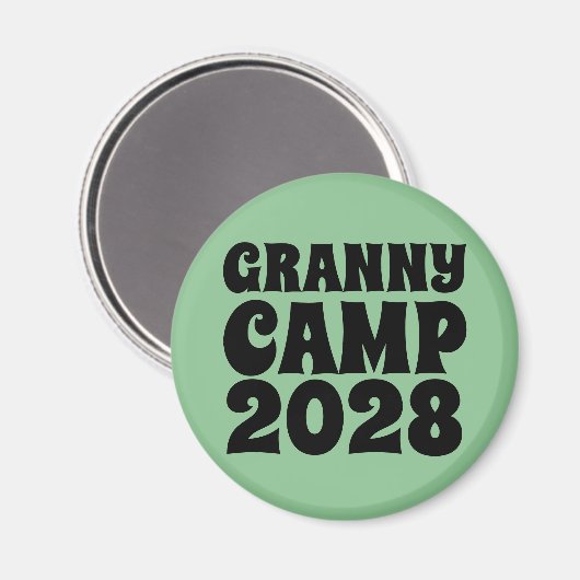Granny Camp Retro Groene tekst Magneet (Voorkant / Achterkant)