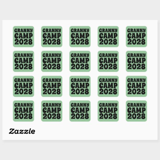 Granny Camp Retro Groene tekst Vierkante Sticker (Vel)