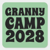 Granny Camp Retro Groene tekst Vierkante Sticker (Voorkant)