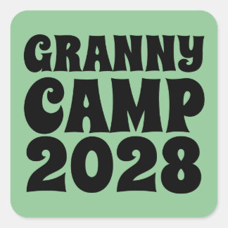 Granny Camp Retro Groene tekst Vierkante Sticker
