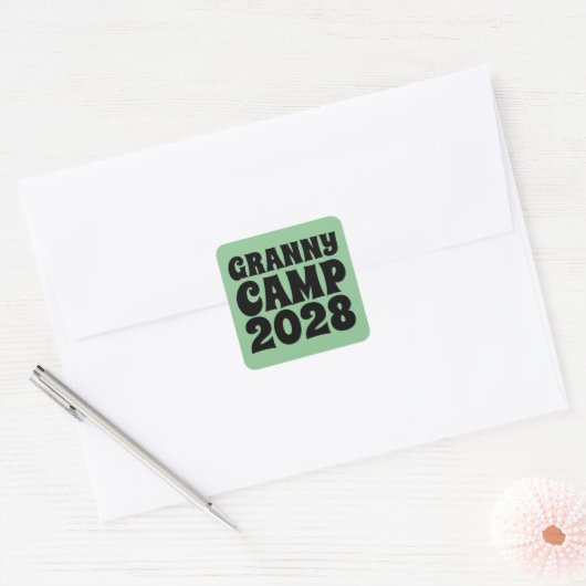 Granny Camp Retro Groene tekst Vierkante Sticker (Envelop)