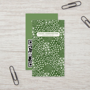 Granny Chic Aangepaste QR Code Scannable Groene Bl Visitekaartje