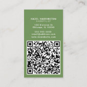 Granny Chic Aangepaste QR Code Scannable Groene Bl Visitekaartje (Achterkant)